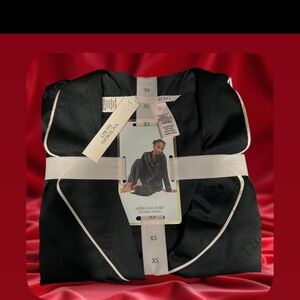 Victoria's Secret Black Satin Sleepwear with White Accents